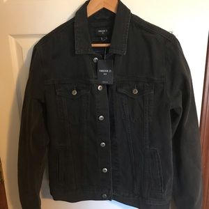 NWT forever 21 washed black denim jacket